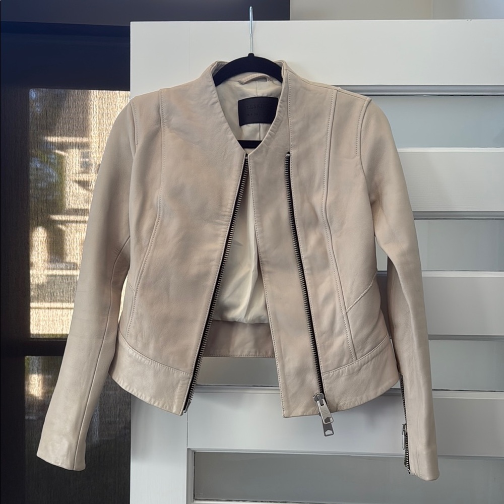 Women's All Saints Cream Leather Jacket